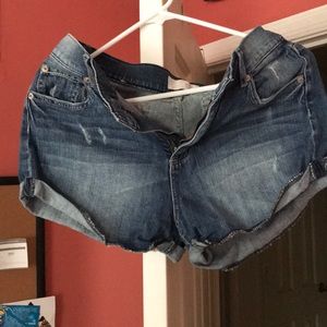 High waisted jean shorts.